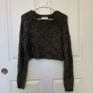 fuzzy green/grey sweater